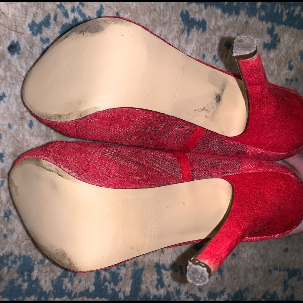 Call It Spring Sexy Red Lace Platform Heels 👠 - Picture 5 of 5